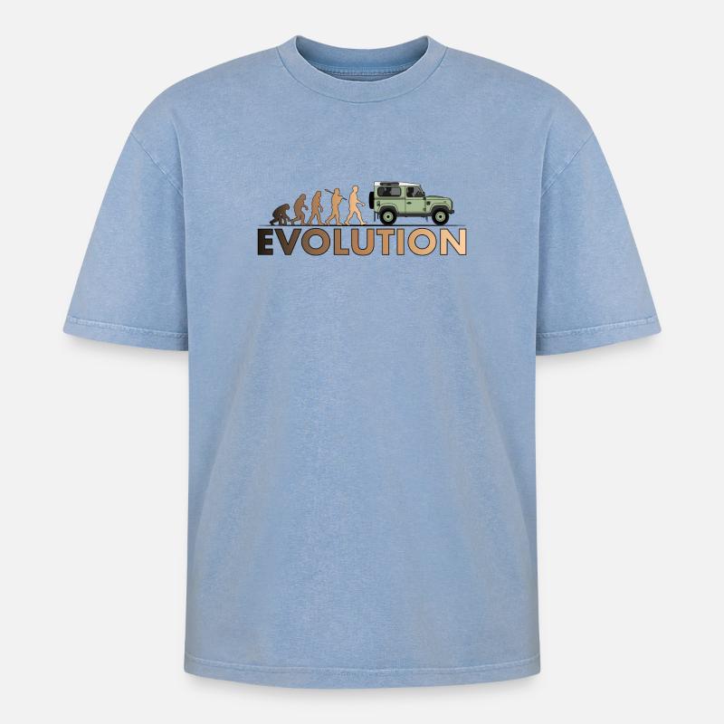 Defender 90 Evolution - T-shirt Premium unisexe oversize acid-washed - bleu délavé acide