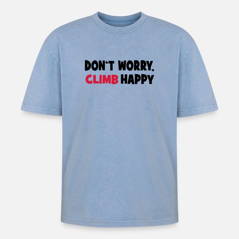 klettern - Oversized Unisex Premium Acid-Washed T-Shirt - Blau Acid Wash