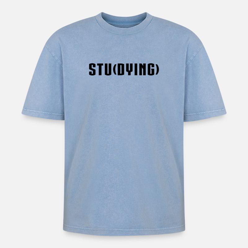 Das Studium von Sterben - Oversized Unisex Premium Acid-Washed T-Shirt - Blau Acid Wash