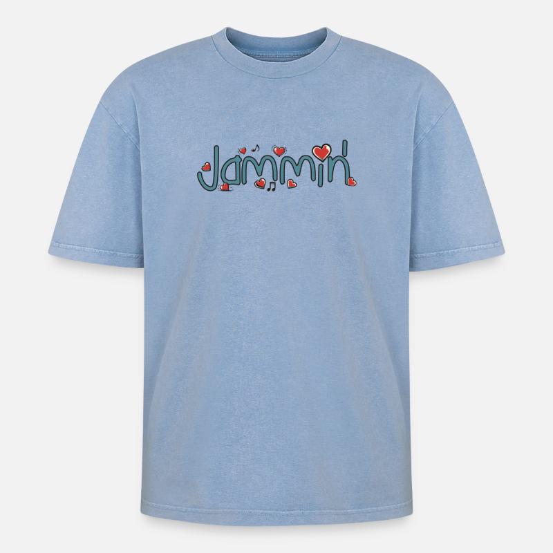 Jammin' - T-shirt Premium unisexe oversize acid-washed - bleu délavé acide