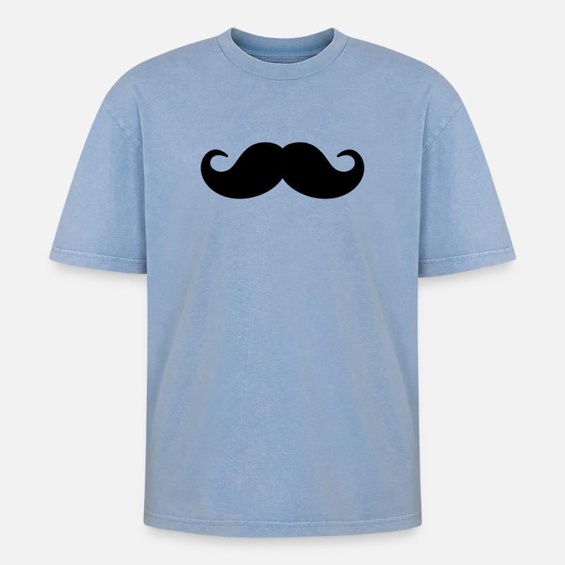 Schnurrbart - Oversized Unisex Premium Acid-Washed T-Shirt - Blau Acid Wash