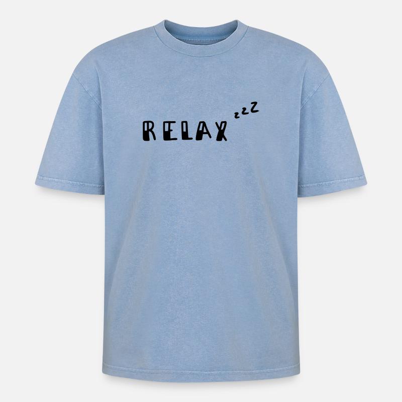 Relax - Oversized Unisex Premium Acid-Washed T-Shirt - Blau Acid Wash