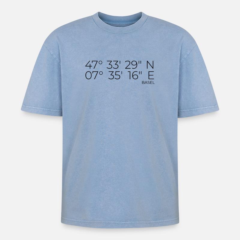 coordinates Basel - Oversized Unisex Premium Acid-Washed T-Shirt - acid washed blue