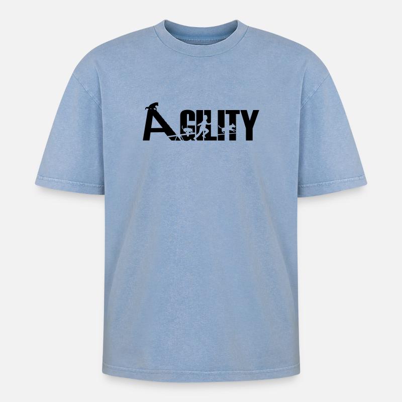 Agility - Oversized Unisex Premium Acid-Washed T-Shirt - acid washed blue