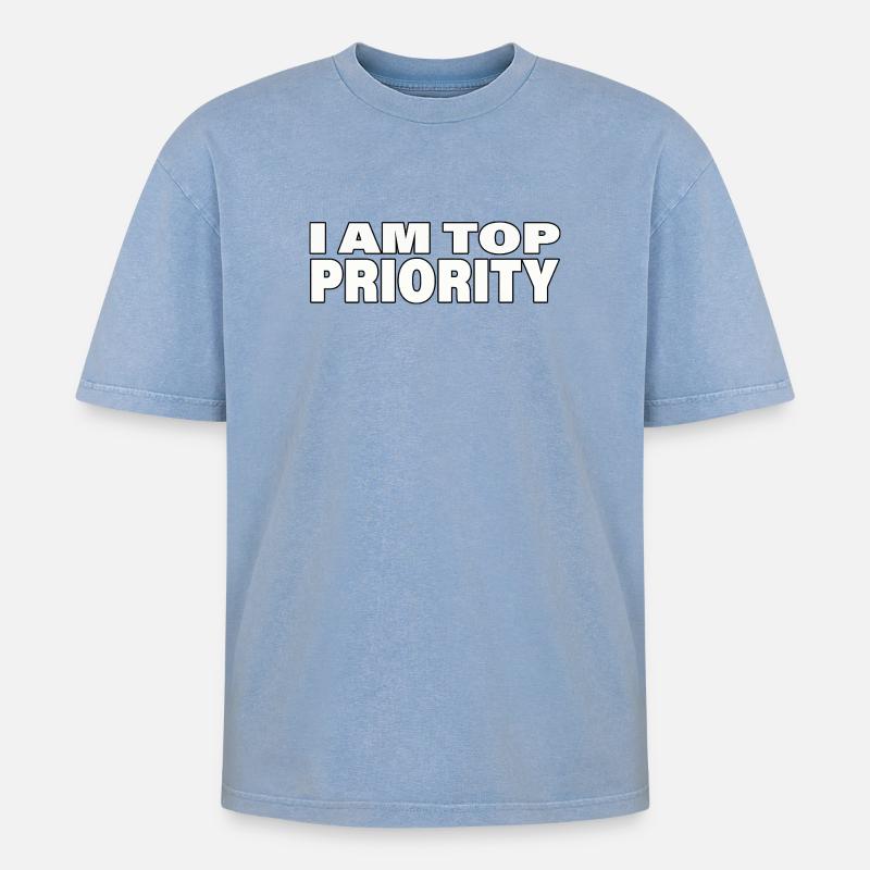TOP PRIORITY - Oversized Unisex Premium Acid-Washed T-Shirt - Blau Acid Wash