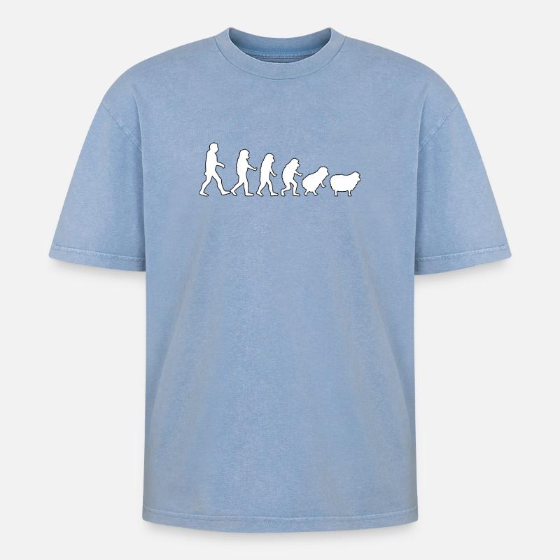 Evolution to Sheep: Herd Mindset - Oversized Unisex Premium Acid-Washed T-Shirt - acid washed blue