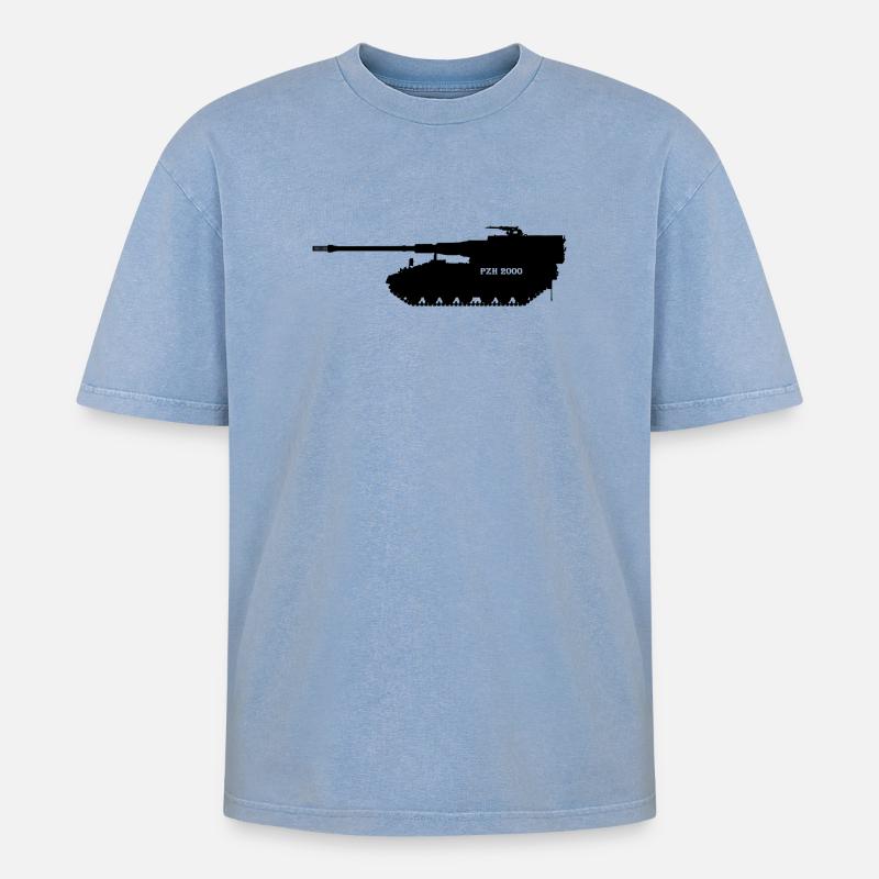 Panzerhaubitze 2000 - Oversized Unisex Premium Acid-Washed T-Shirt - Blau Acid Wash