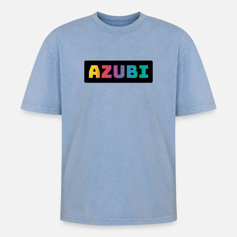 Azubi Tshirt coloured black - Oversized Unisex Premium Acid-Washed T-Shirt - Blau Acid Wash