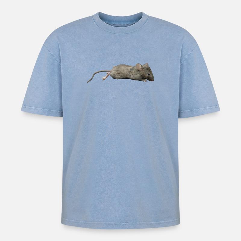 Maus - Oversized Unisex Premium Acid-Washed T-Shirt - Blau Acid Wash
