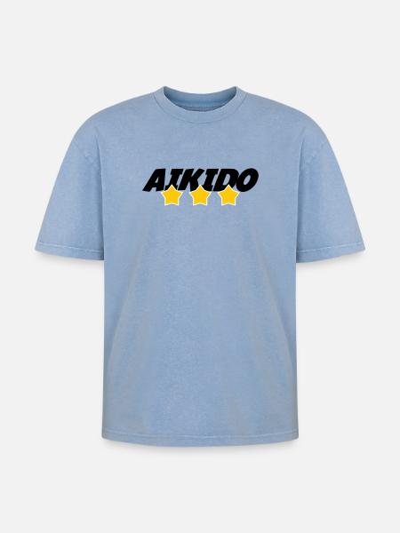 Aikido - Martial Art - Aikido - Oversized Unisex Premium Acid-Washed T-Shirt - acid washed blue