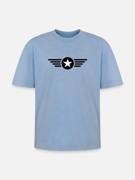 I'm a star with wings - Oversized Unisex Premium Acid-Washed T-Shirt - acid washed blue