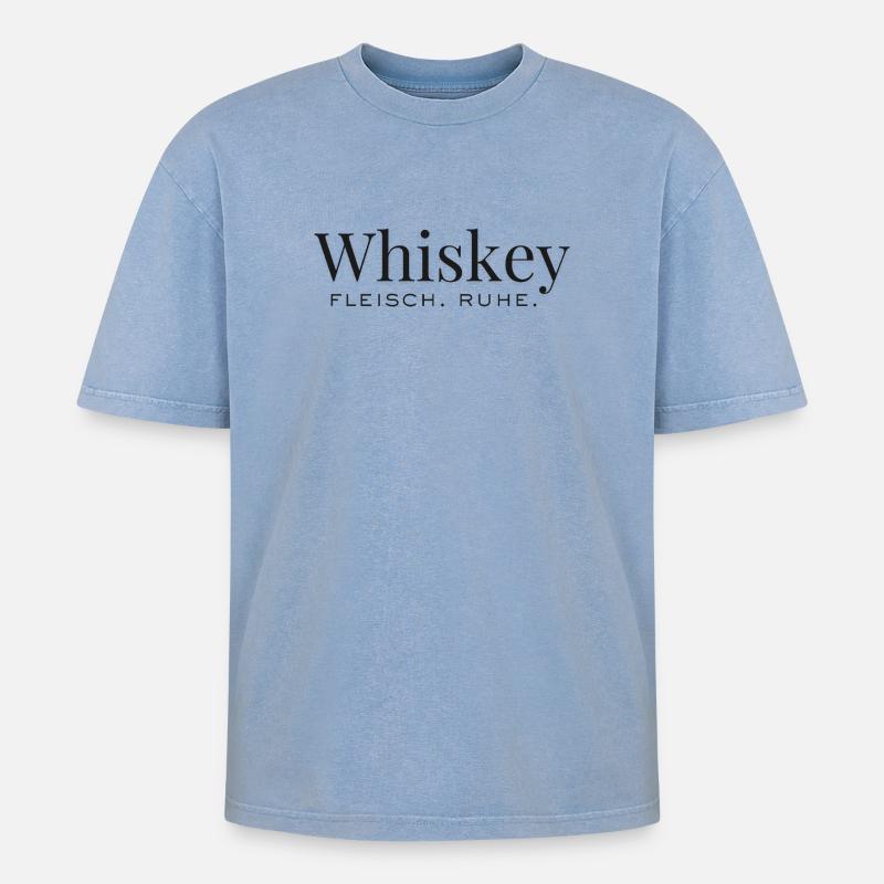 Rustic Whiskey Design - Oversized Unisex Premium Acid-Washed T-Shirt - Blau Acid Wash