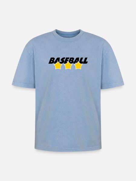 Baseball – Sport - Oversized Unisex Premium Acid-Washed T-Shirt - Blau Acid Wash