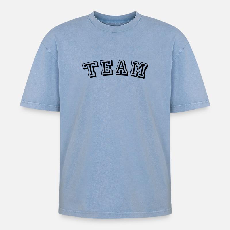 Conception d'équipe - T-shirt Premium unisexe oversize acid-washed - bleu délavé acide
