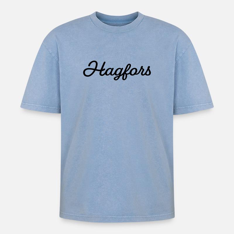 Hagfors schwarz - Oversized Unisex Premium Acid-Washed T-Shirt - Blau Acid Wash