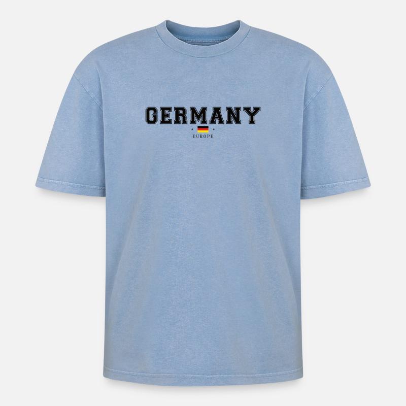 Germany - Oversized Unisex Premium Acid-Washed T-Shirt - Blau Acid Wash
