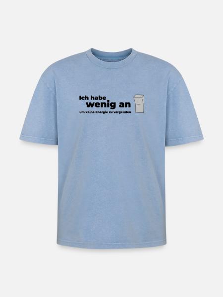 WENIG AN - Oversized Unisex Premium Acid-Washed T-Shirt - Blau Acid Wash