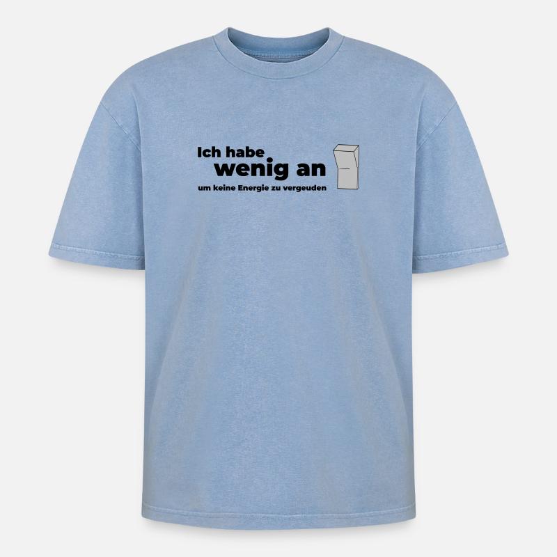 WENIG AN - Oversized Unisex Premium Acid-Washed T-Shirt - Blau Acid Wash