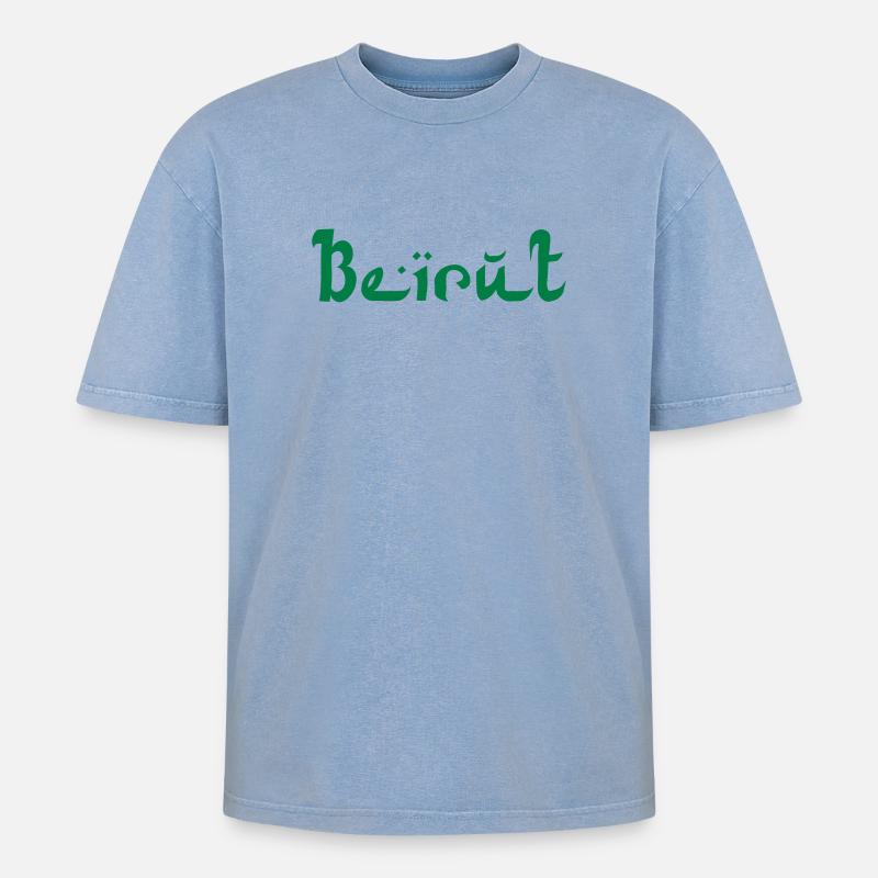 BEYROUTH Liban Liban - T-shirt Premium unisexe oversize acid-washed - bleu délavé acide