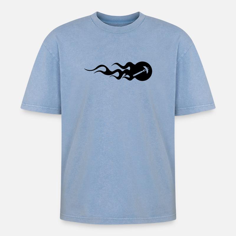BBQ - Barbecue - T-shirt Premium unisexe oversize acid-washed - bleu délavé acide