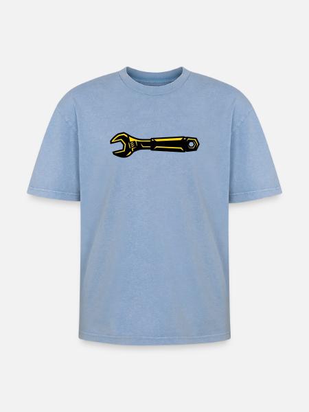 Wrench Tool Mechanic Screwdriver - Oversized Unisex Premium Acid-Washed T-Shirt - acid washed blue