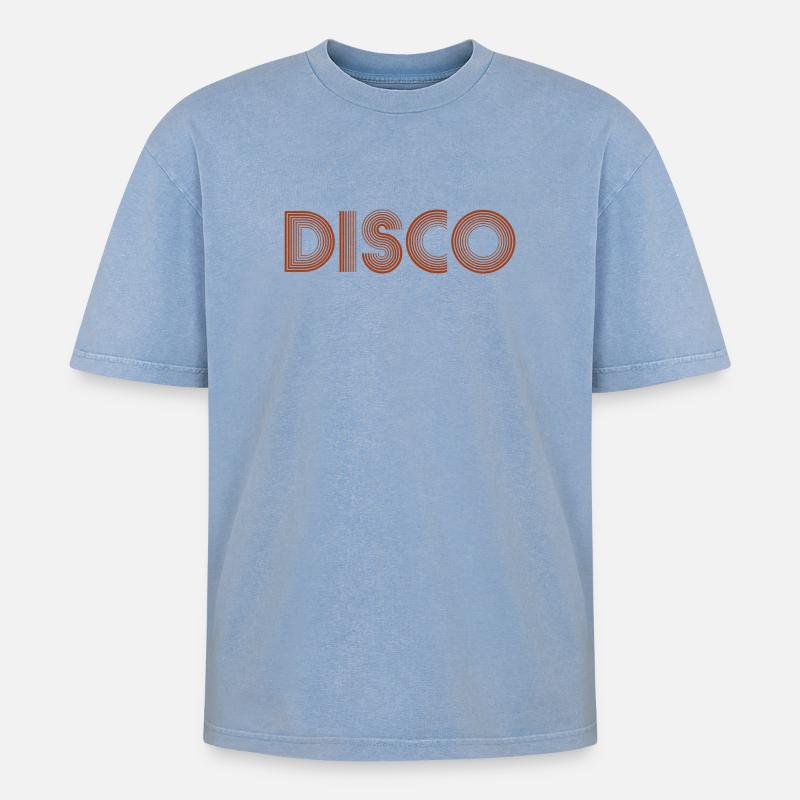 DISCO Tanzen Discokugel - Oversized Unisex Premium Acid-Washed T-Shirt - Blau Acid Wash