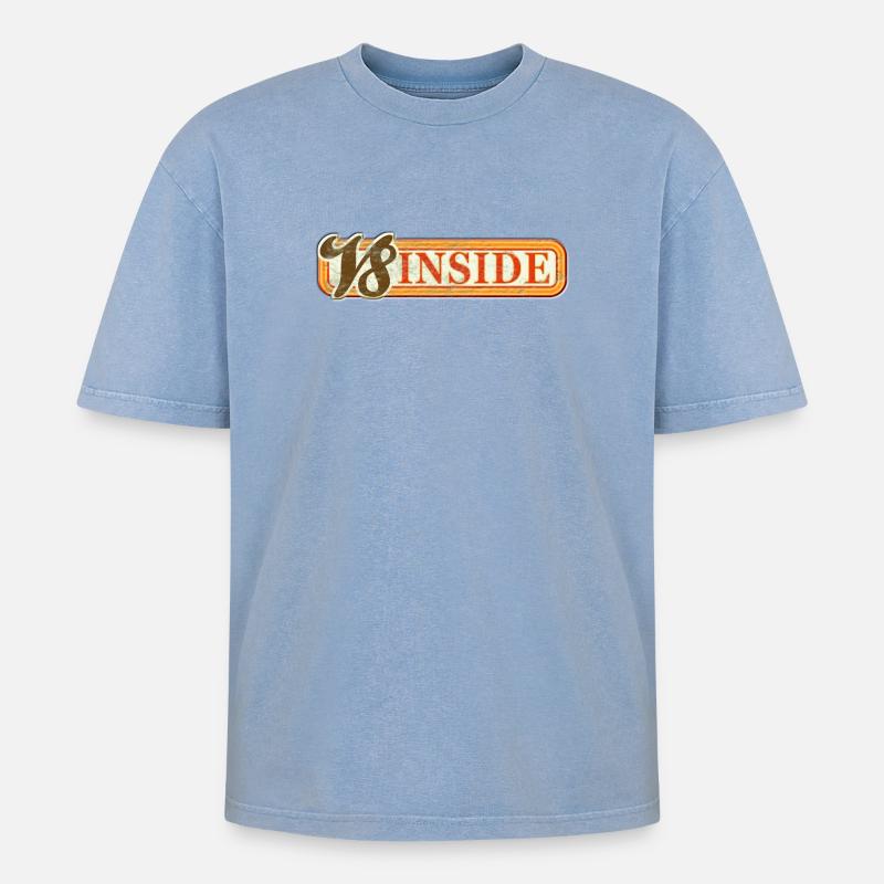 V8 Inside - Oversized Unisex Premium Acid-Washed T-Shirt - Blau Acid Wash