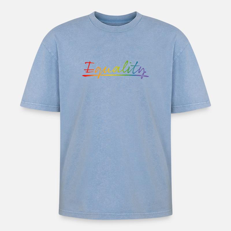 Pride Equality - Oversized Unisex Premium Acid-Washed T-Shirt - Blau Acid Wash