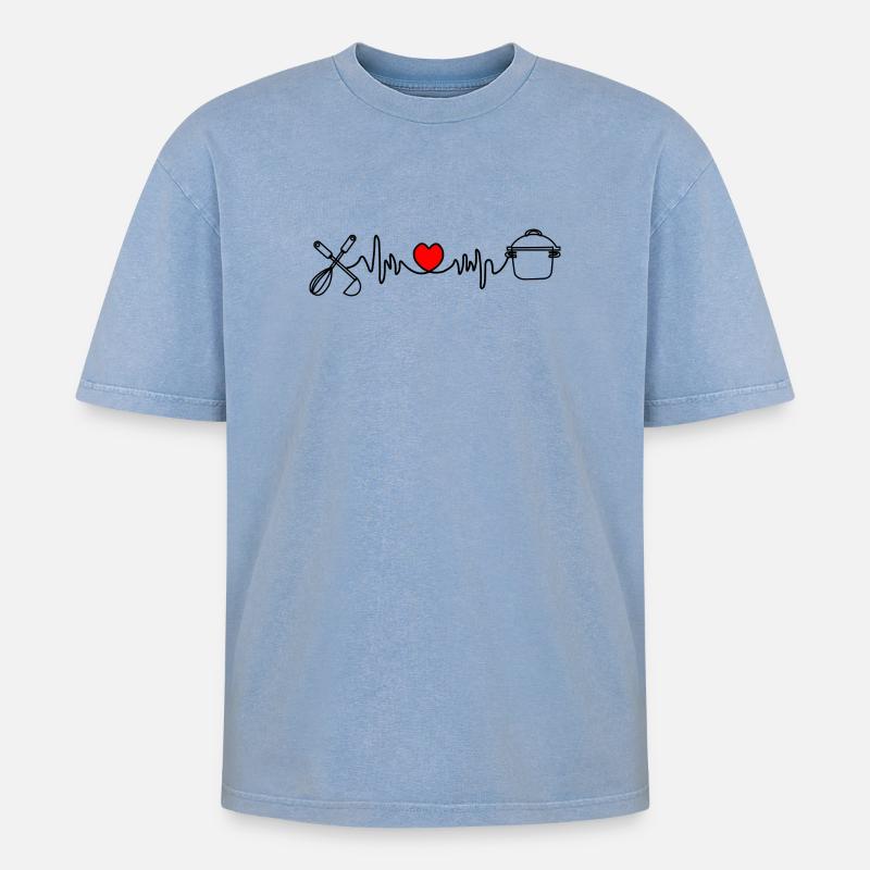 Cuisiner est mon cardio - T-shirt Premium unisexe oversize acid-washed - bleu délavé acide