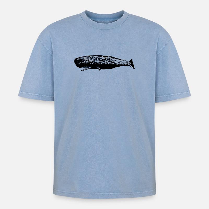 Pottwal - Oversized Unisex Premium Acid-Washed T-Shirt - Blau Acid Wash