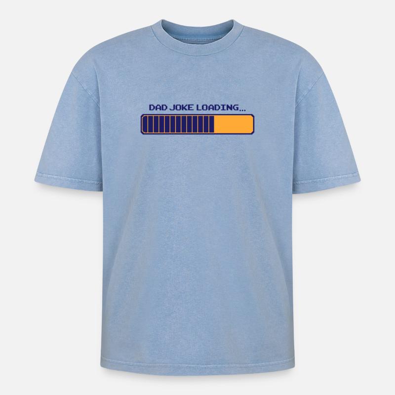 Dad Joke Loading – Pixelbar - Oversized Unisex Premium Acid-Washed T-Shirt - Blau Acid Wash