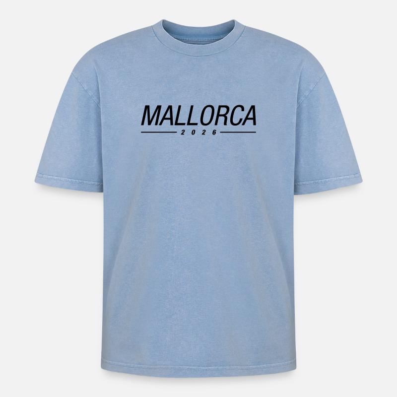 Mallorca 2026 - Oversized Unisex Premium Acid-Washed T-Shirt - Blau Acid Wash