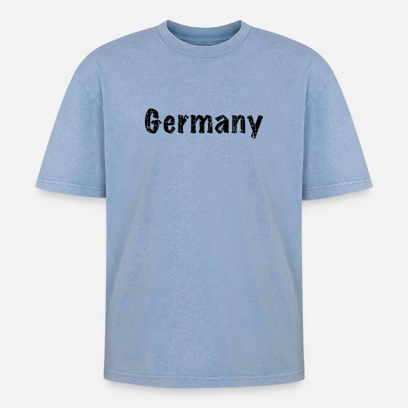 Germany - Oversized Unisex Premium Acid-Washed T-Shirt - Blau Acid Wash