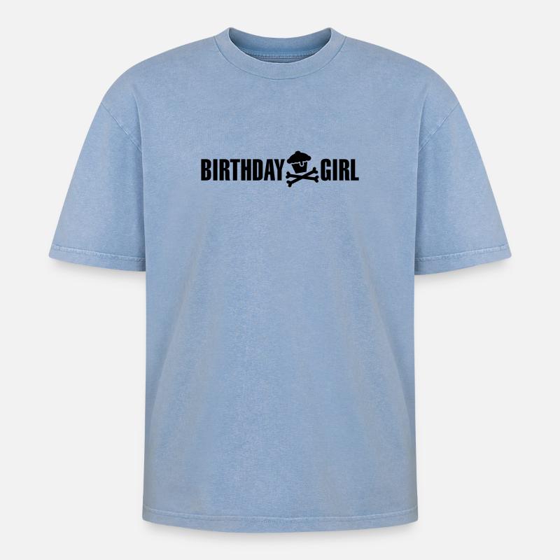 Fille d'anniversaire - T-shirt Premium unisexe oversize acid-washed - bleu délavé acide