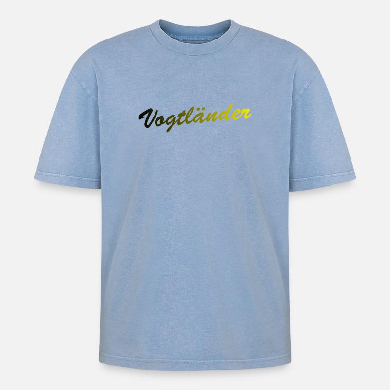 Vogtländer - Oversized Unisex Premium Acid-Washed T-Shirt - Blau Acid Wash