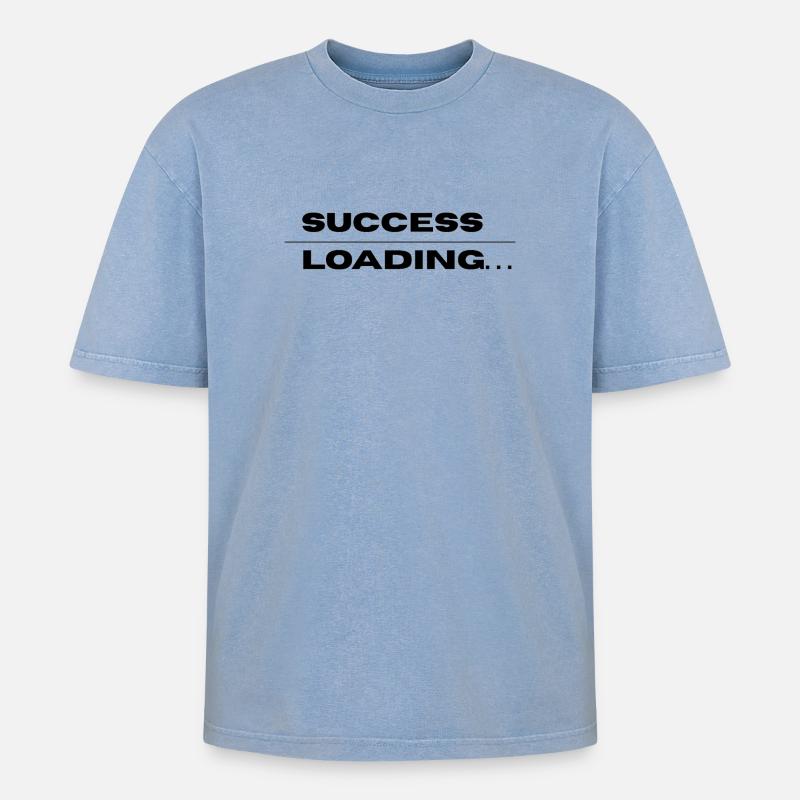 Success Loading – Motivational Quote Design - Oversized Unisex Premium Acid-Washed T-Shirt - Blau Acid Wash
