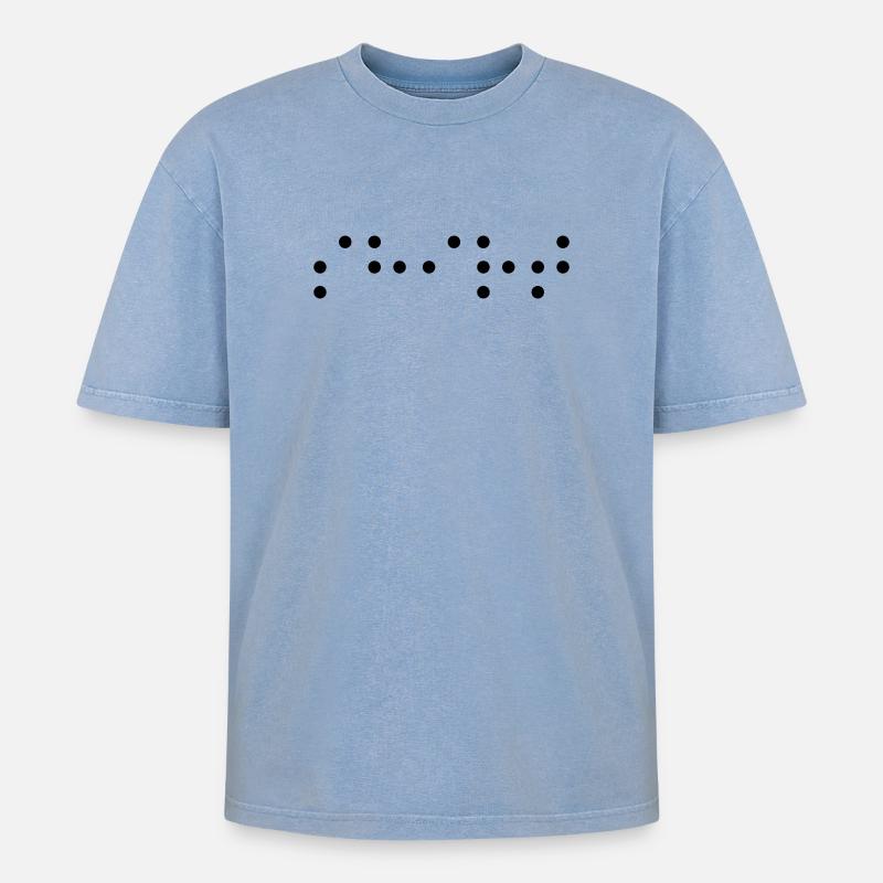 Braille-Hemd - Oversized Unisex Premium Acid-Washed T-Shirt - Blau Acid Wash