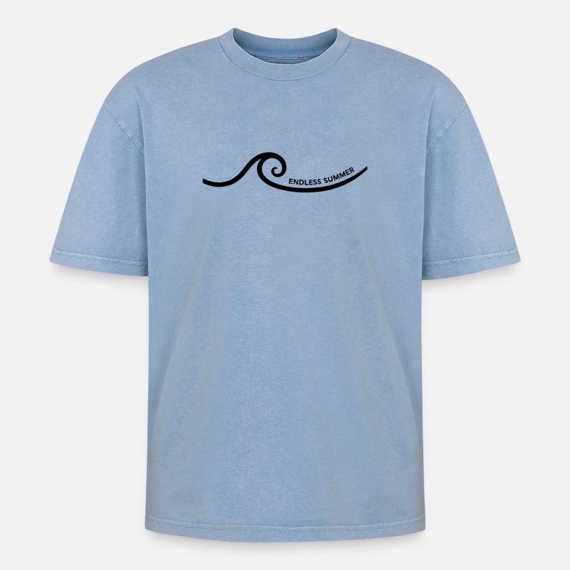 endless summer - Oversized Unisex Premium Acid-Washed T-Shirt - Blau Acid Wash