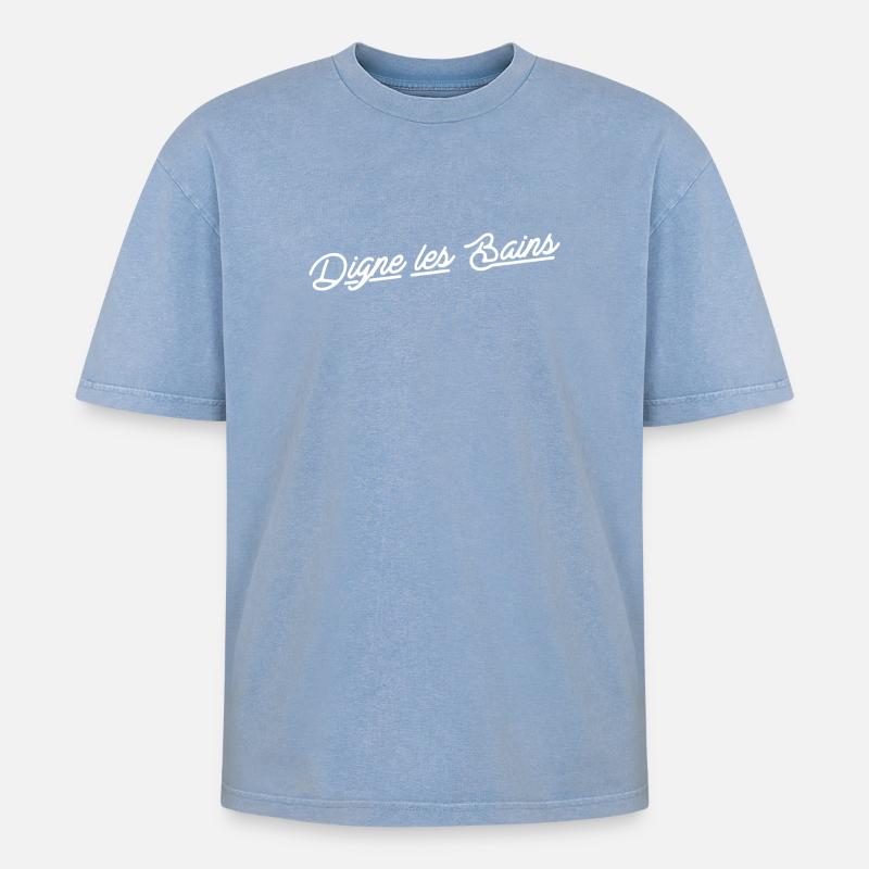 Digne les bains - T-shirt Premium unisexe oversize acid-washed - bleu délavé acide