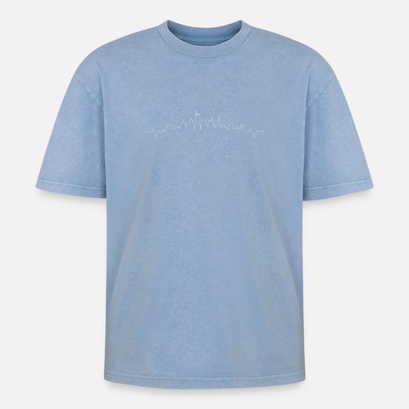 Bitte laden Sie das Designbild hoch - Oversized Unisex Premium Acid-Washed T-Shirt - Blau Acid Wash