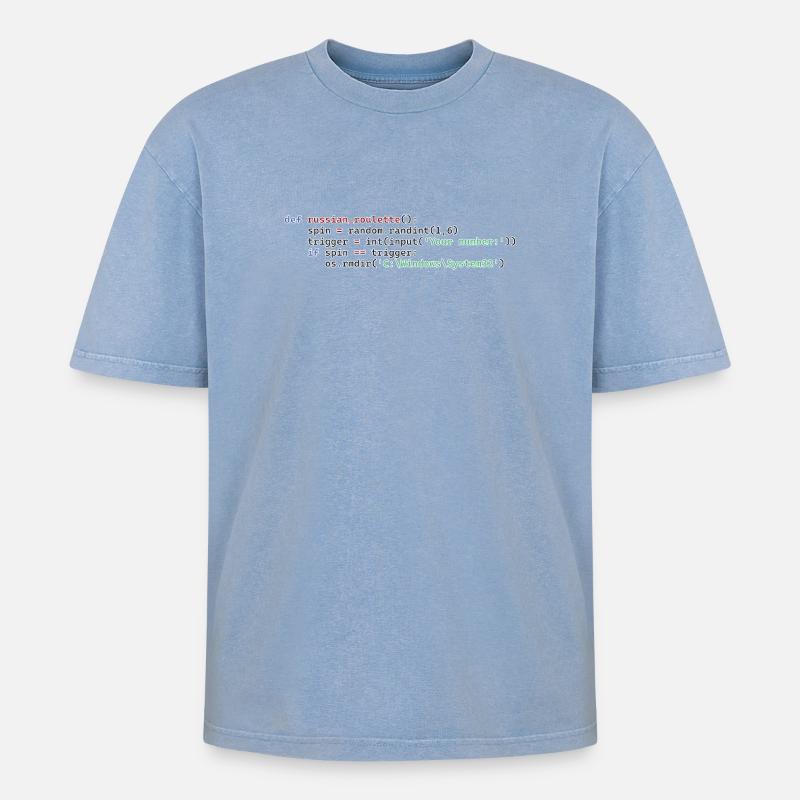 Python Russian Roulette - Oversized Unisex Premium Acid-Washed T-Shirt - acid washed blue