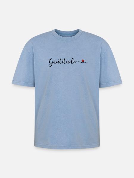 Dankbarkeit niedliches Design mit Herz - Oversized Unisex Premium Acid-Washed T-Shirt - Blau Acid Wash