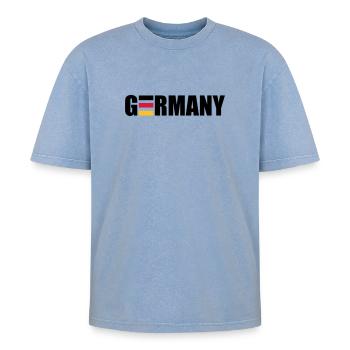 Germany | Deutschland | Flag | Flagge - T-shirt Premium unisexe oversize acid-washed - bleu délavé acide - Devant - AI Model Female 172 dark (172cm) & AI Model Male 185 dark (185cm)
