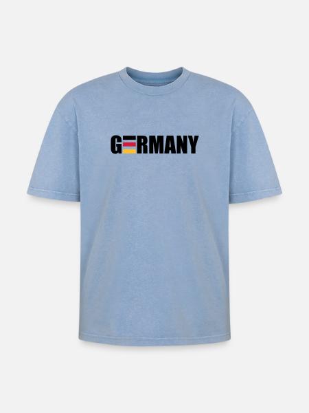 Germany - Oversized Unisex Premium Acid-Washed T-Shirt - Blau Acid Wash