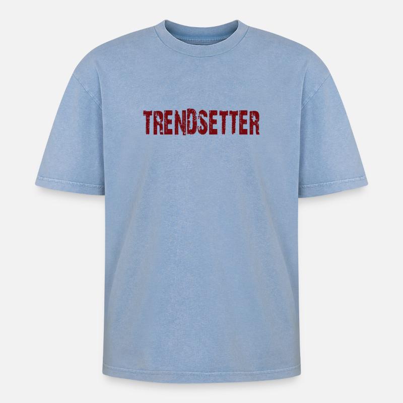 TRENDSETTER - Oversized Unisex Premium Acid-Washed T-Shirt - Blau Acid Wash