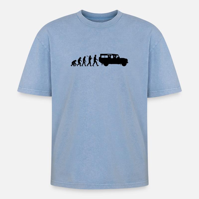 Defender 110 Evolution - Oversized Unisex Premium Acid-Washed T-Shirt - Blau Acid Wash