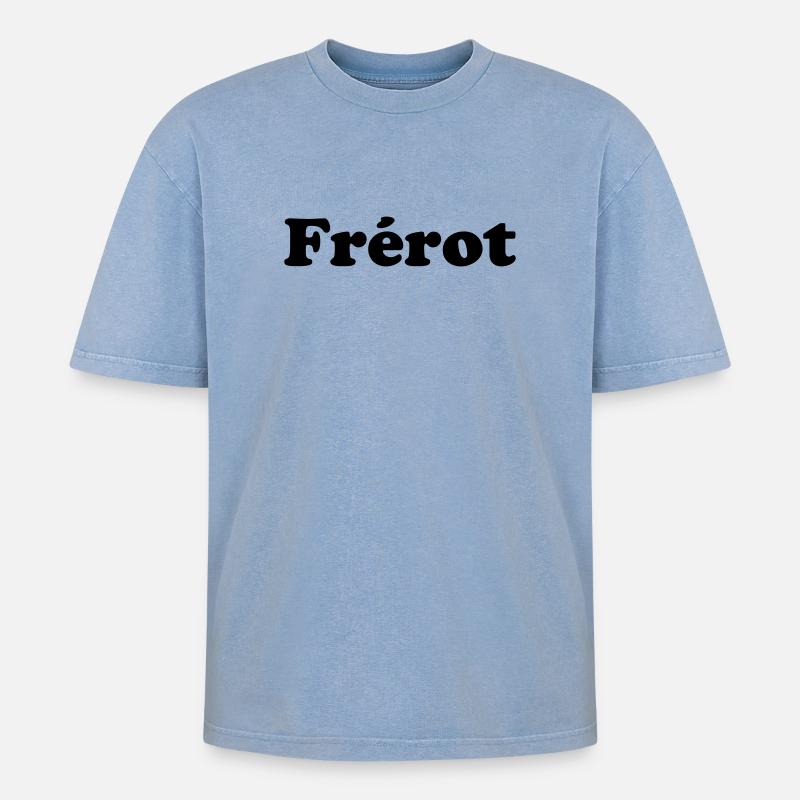 Frérot - expression amicale  - T-shirt Premium unisexe oversize acid-washed - bleu délavé acide