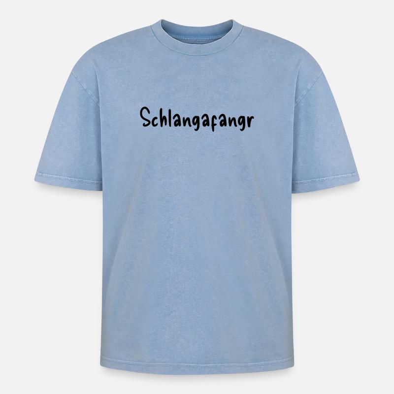 Schlangafangr - Oversized Unisex Premium Acid-Washed T-Shirt - Blau Acid Wash