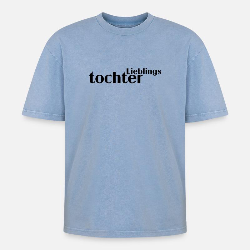 Lieblingstochter - Oversized Unisex Premium Acid-Washed T-Shirt - Blau Acid Wash