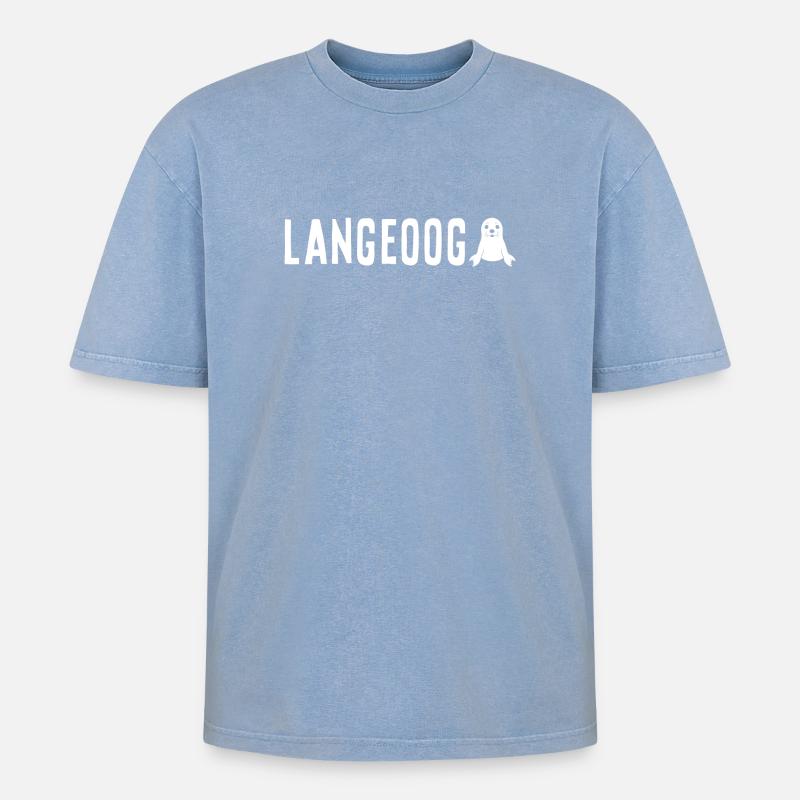 Robbe Langeoog - Oversized Unisex Premium Acid-Washed T-Shirt - Blau Acid Wash